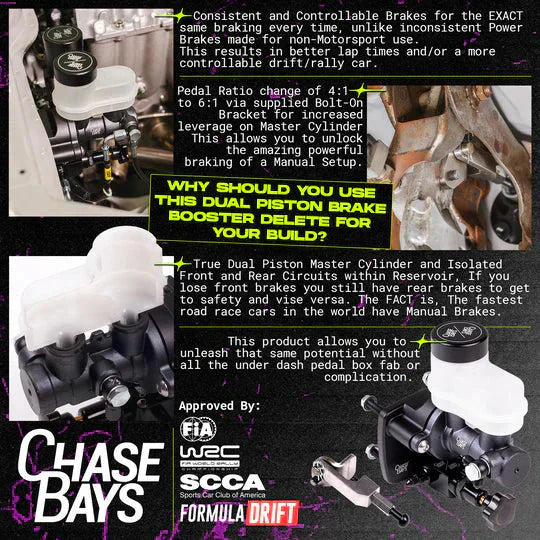 Chase Bays Dual Piston Brake Booster Delete with Bolt-On 6:1 Pedal Ratio -