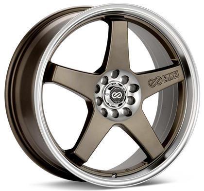 EV5 17x7 5x100/+38mm Offset 72.6 Bolt DiameterMatte Bronze w/ Machined Lip Wheel by Enkei