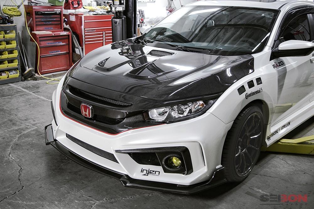 Seibon MR-Style Carbon Fiber Hood - 2016-2021 Honda Civic