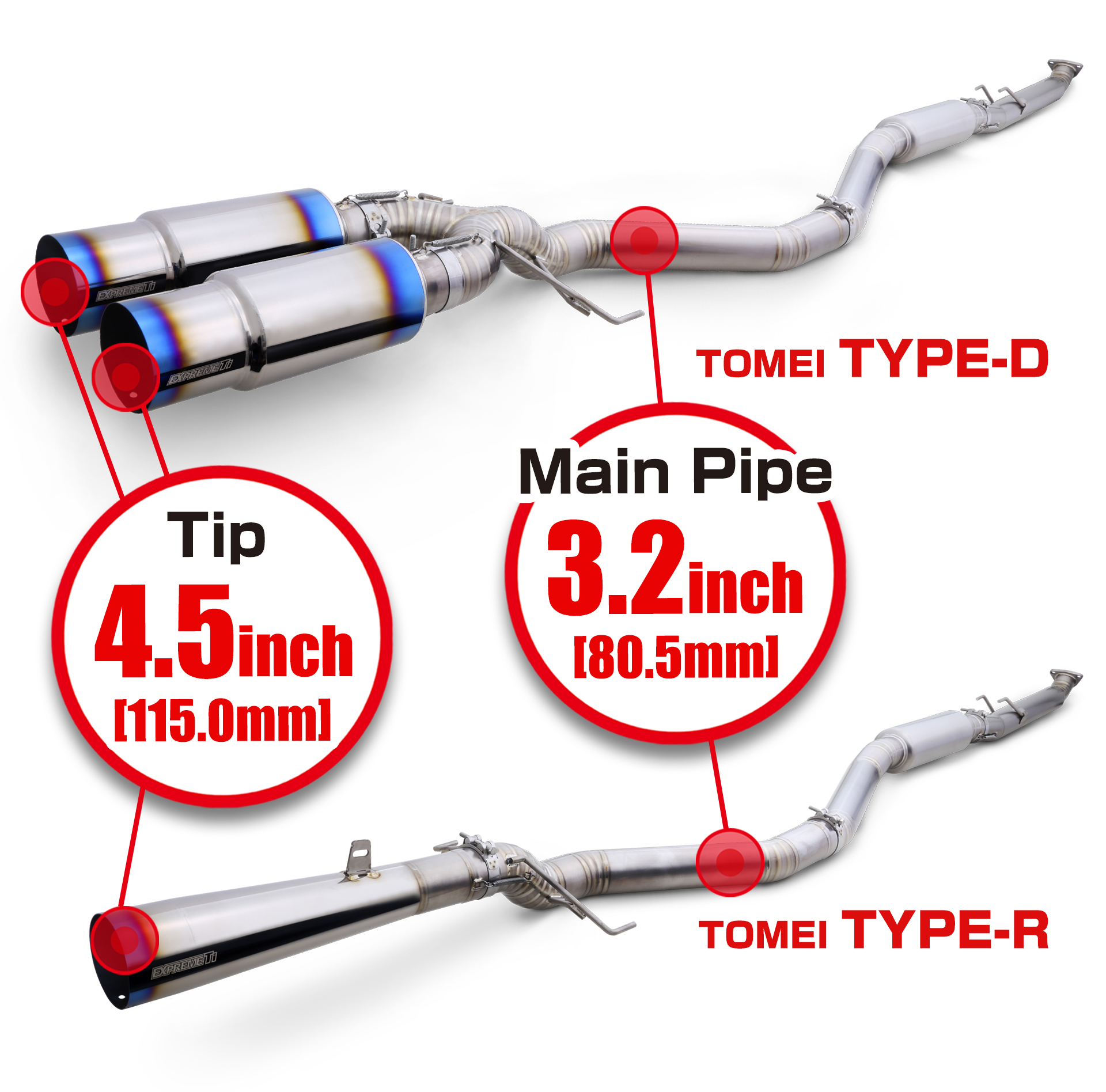 Tomei Expreme Ti Dual Exit Titanium Catback "Type D" - 2023+ Honda Civic Type R